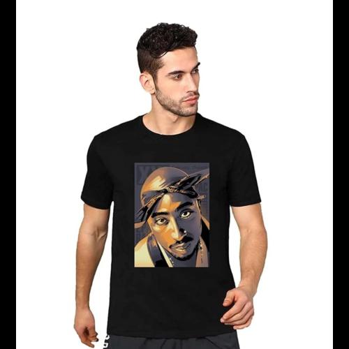 Darkbuck Anime Tshirt for Men and Women Regular Fit Singer Tupac Tshirts Bio Wash Unisex Pure Cotton Casual Wear Round Neck T-Shirt