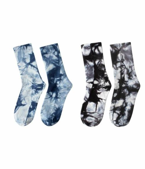 Bleached by us - Blue & Black Tie Dye Combo Socks for Men & Women | Cotton Socks | Pack of 2