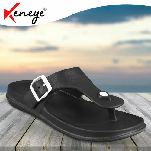 Keneye Extra Soft & Comfortable Arch Support Fit Black Flip Flop Slipper For Men's