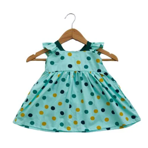 Ruribosy Baby Girls Green Cotton Frocks (9 Months-12 Months)