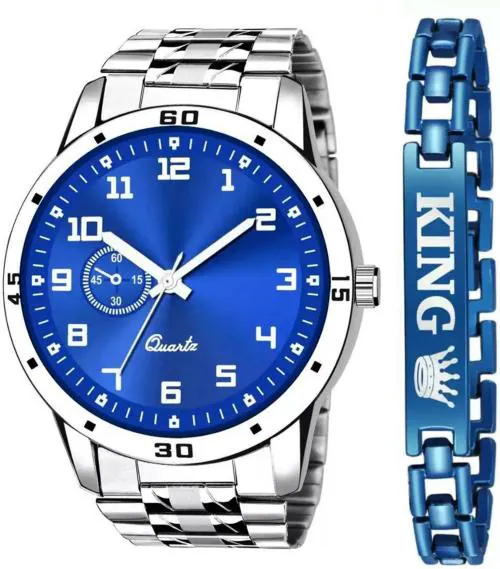 Bolun Analog Blue Dial Silver Strap Watch For Men