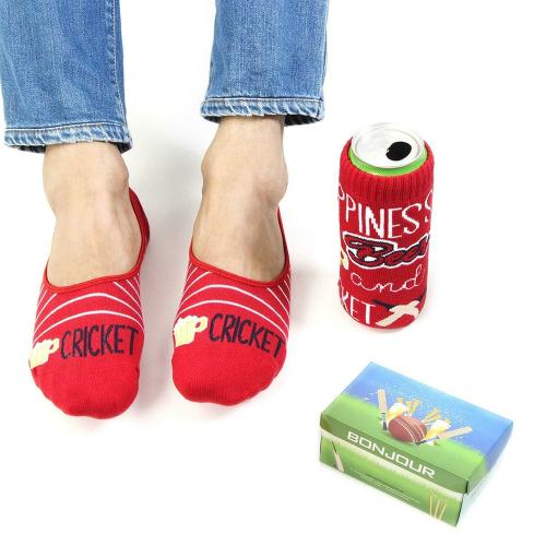 Bonjour Crikbuzz Combo Pack Of Loafer Socks & Beer Can Cover - Red