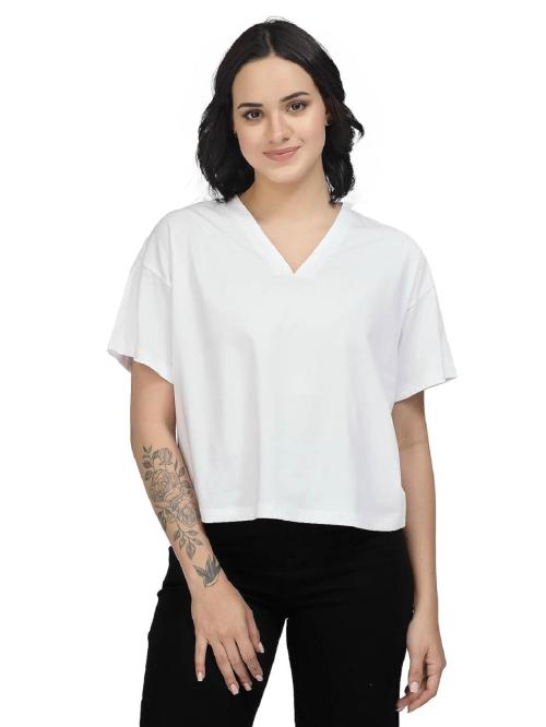 YOONOY Cotton Women's Regular Fit V Neck T Shirt For Woman's & Girl