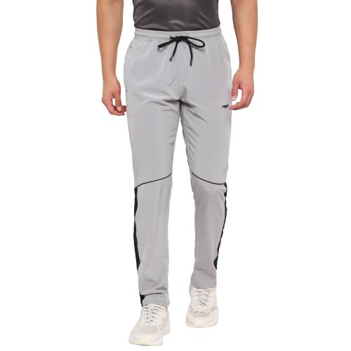 Regular Fit Poly Lycra L-Grey/Black Cut And Sew Sports Track Pant for Men