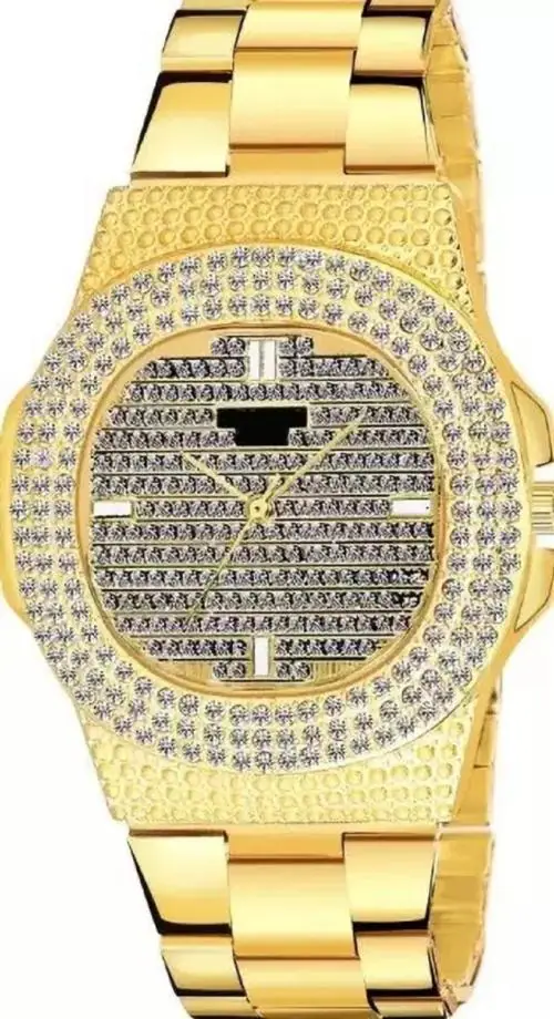 Viser Stylish Party Wedding Amazing Look Cool Style Analog Watch - For Men FH-1046-Crystal Golden Attractive Designer Analog Dial Stainless Steel Strap