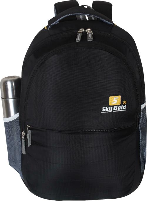 Sky Gold Black Denim College Casual Backpack, 30 L