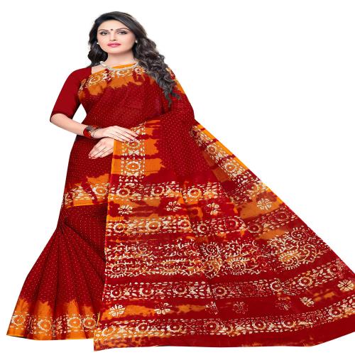 Tamaira Fashion Red Pure Cotton Saree for women