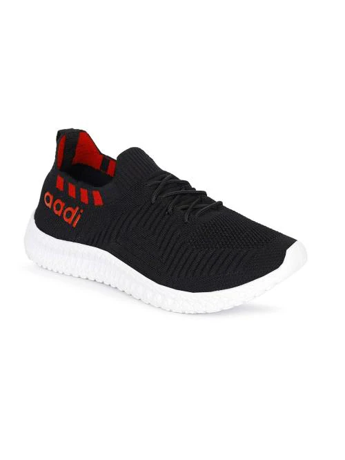 Buy Aadi Men's Black & Red Mesh & Knitted Outdoor Casual Shoes Online