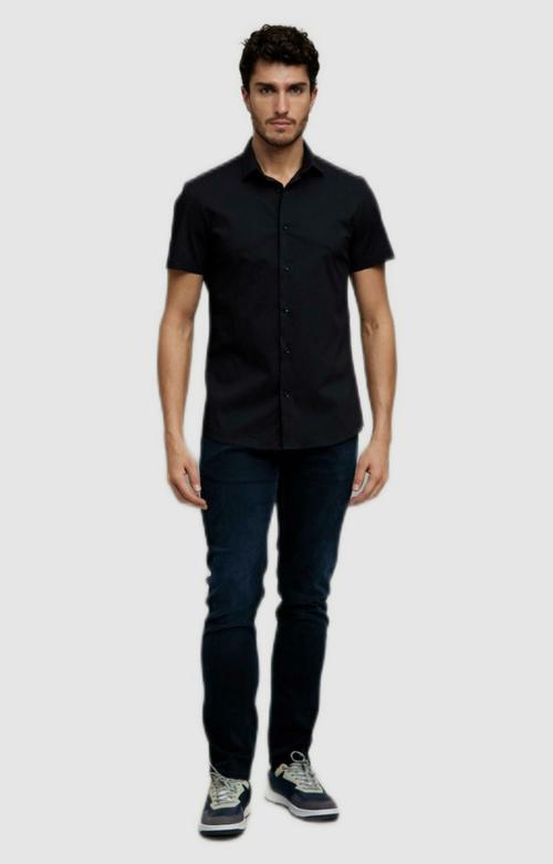 Celio Men's Black Polycotton Solid Casual Shirts