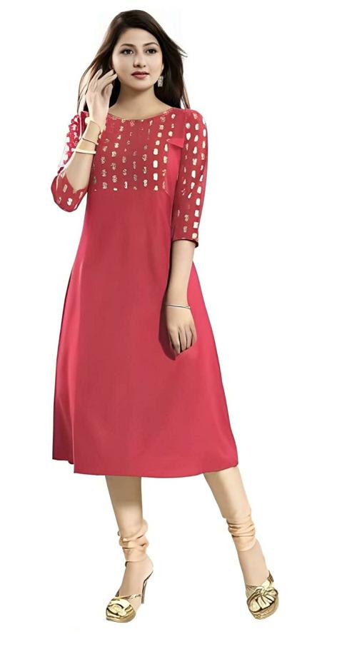 GRANTHAM Women Pink Printed Viscose Kurti (6XL)