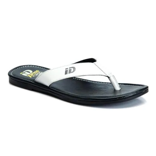 ID Men's White Slip-On Thong Sandal Slippers