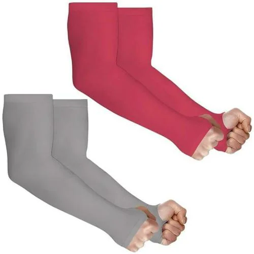 Shirsh UV Sun Protection Arm Sleeves With Thumb Hole For Summer - UPF 50 - Arm Cover For Tanning And Sunburn Protection - 2 Pair