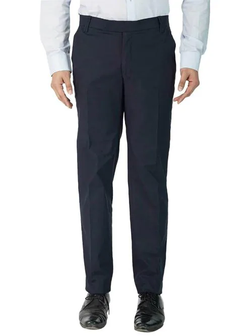 Rhysley Men Navy Blue Cotton Formal Pant - 42