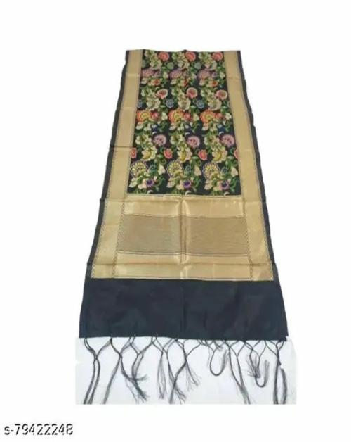 SIDHANT CREATIONS BLACK BAHUBALI BANARASI DUPATTA (BLACK)