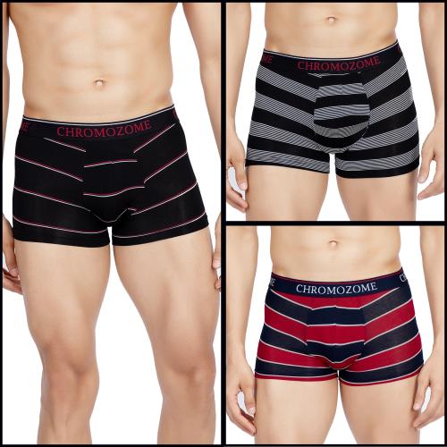 Chromozome Men Multi 5 Striped Modal Pack of 3 Trunks