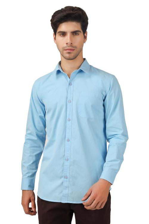 tdi Full Sleeves Formal Slim Fit Sky Blue Shirt with Regular Collar Shirt | 100% Cotton Fabric