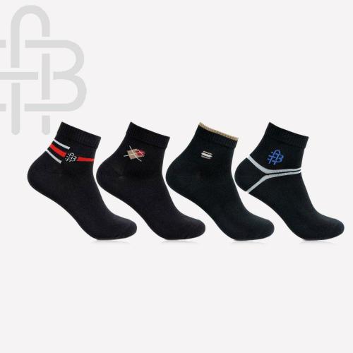 Bonjour Men's Black Color Ankle length Socks - Pack Of 4