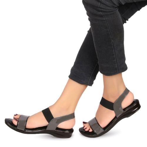 Big Bird Footwear Flat Casual Sandals for Women & Girls (Grey)