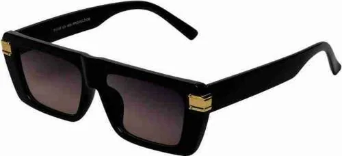 PIRASO Rectangular Full-Frame Black Sunglasses for Men and Women-(9390 BLACK)