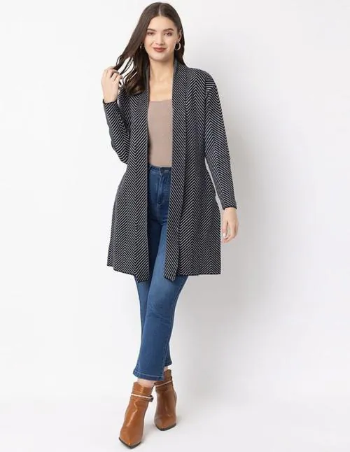 Fit Knit HIGHLY STRETCAHBLE STRIPED WOOLEN SHRUG