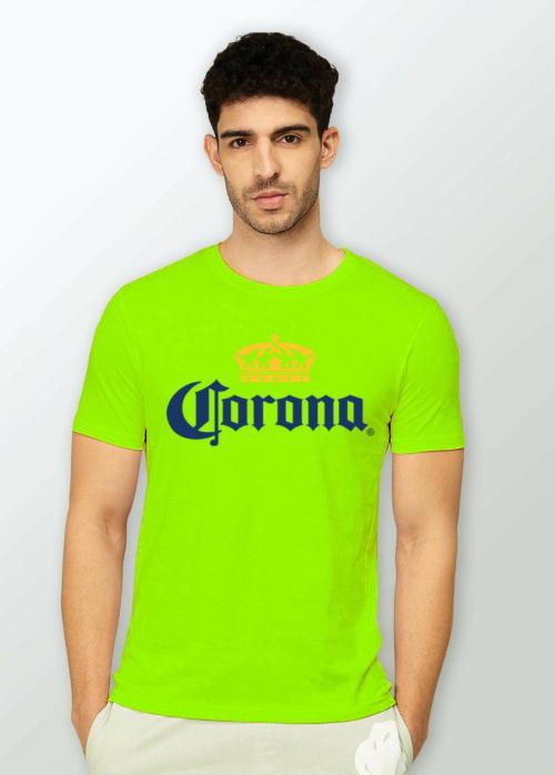 Estaban Men Light Green Corona Typography Cotton Blend T-Shirt (Xl)