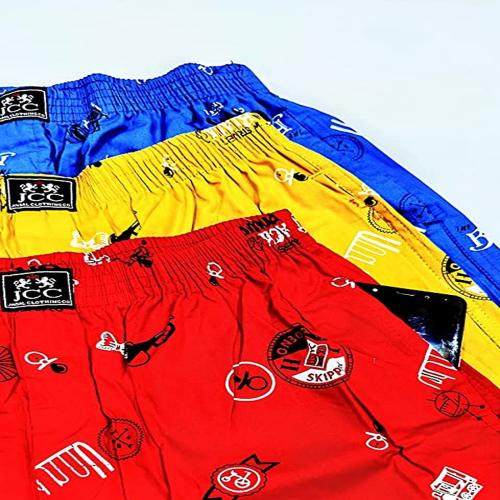 CC Jindal Clothing CO. 100% Cotton Printed Boxer with Side Pockets Boxer (Pack of 3) (Medium, RED-Yellow-Dark Blue)