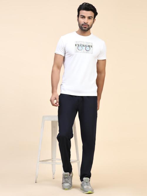 KALADHARA Men's Terry Air Trackpant with Slit Pocket | Gymwear | Running Trouser | Lightweight Track Pant for Men Relax fit (Blue) (42)