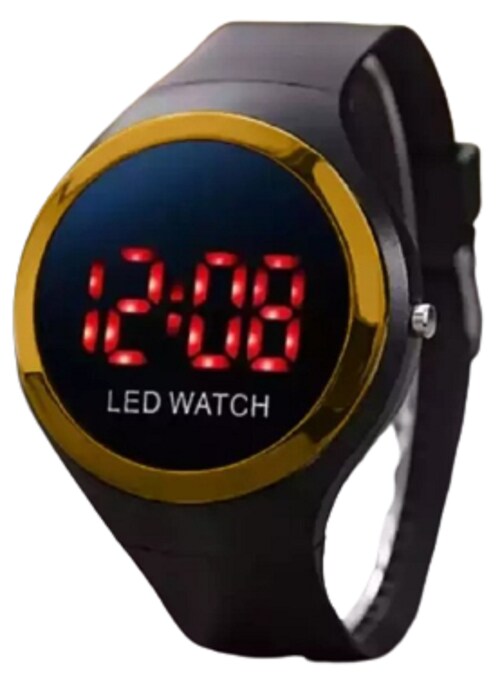 hala - Round Shape Yellow Dial Latest LED Watch for Boys and Girls Digital Watch - For Boys & Girls