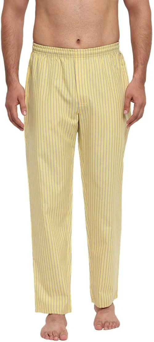 FTX Men Yellow Striped Polycotton Single Track Pants