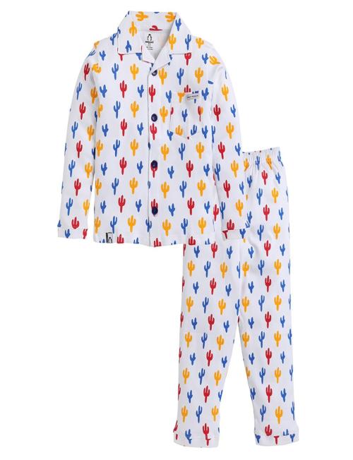 CRAZYPENGUIN ELITE Boys All Over Print Night Wear|White (6-7 Years)