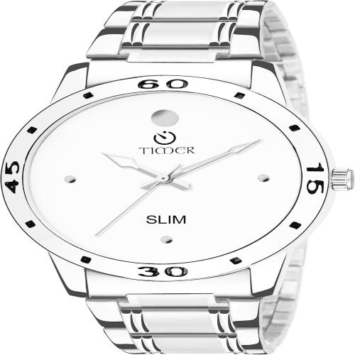 TIMER Analog Day Date Functioning Stainless Steel Chain Watch for Men