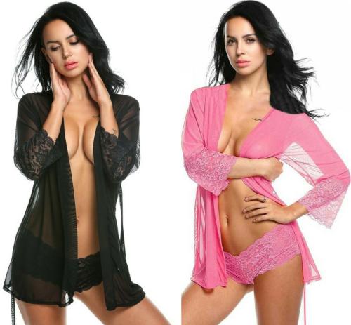 Indivas Black, Pink Embroidered Net Womens Lingerie Sets (Pack of 2)