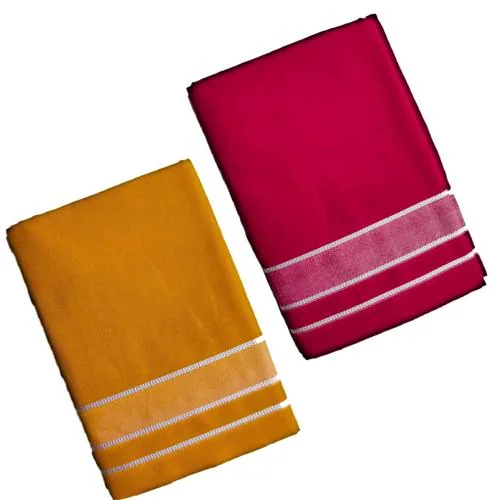 Suman Tex Ragini V Men Sandal Yellow, Dark Pink Cotton Pack Of 2 Kerala Lungi