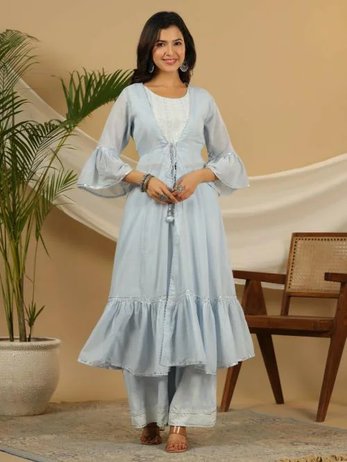 Juniper Women Viscose Rayon Pant Ethnic Jacket Set