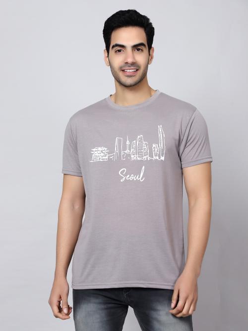 ENGLO Tshirt | ENGLO Men Seoul Grey Round Neck T-shirt T-Shirt | T-Shirt for Men | Mens T-Shirt | Printed Men Tshirt