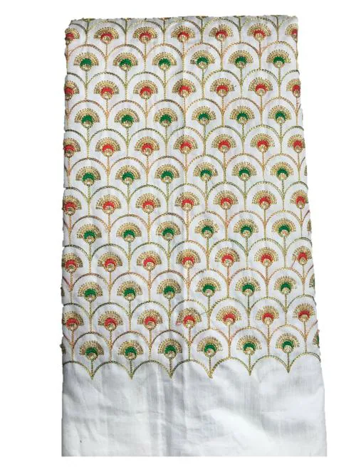 Shantuba Textiles Women Heavy Embroidery Blouse Piece 1Mtr(White)