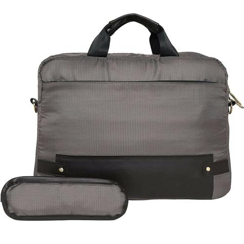THE MESSY CORNER Grey Synthetic Leather Solid Men Laptop Bag