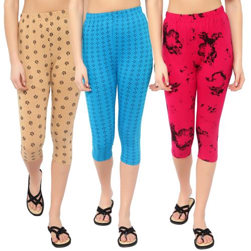 Capri for Women | Printed Capri for Girls | 3/4th Pants for Women | Cotton Lycra Capri Women | 3/4 Leggings for Women | Three Fourth Pants for Women