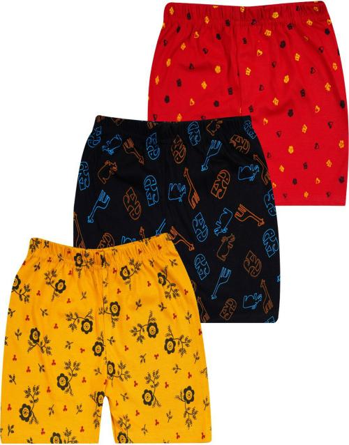 SAN TEE Unisex Multicolor Printed Pure Cotton Pack Of 3 Shorts (9-10Y)
