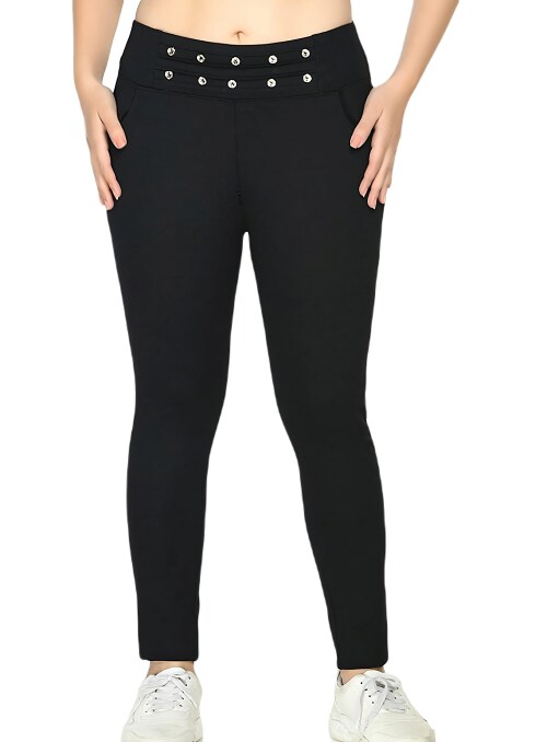 PREEGO Women Black Solid Jeggings