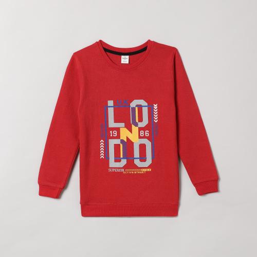 The Boo Boo Club Full Sleeve Printed Red Boy's & Girl's Sweatshirt Sweater