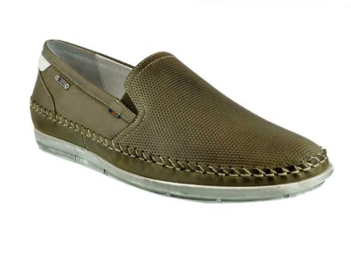 Buckaroo: JOHAN FullGrain Natural Leather Olive Casual Shoes For Mens