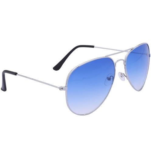 Crazywinks Blue and White Lens Silver Frame Aviator Sunglasses for Men and Women