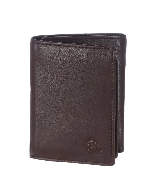 KARA Tan Men's Leather Wallet Tri Fold Slim Genuine Leather Wallet for Men with 6 Credit Card Holder Slot