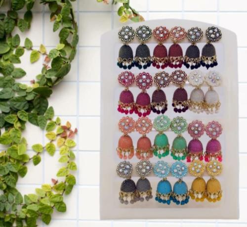 DANGAR ENTERPRISE Small And Simpal Pack 12 Pair Cubic Zirconia, Diamond Alloy Jhumki Earring-Jhumkha New Fancy Oxidize Small Earring For Women& Girls (Combo Of 12 Color)