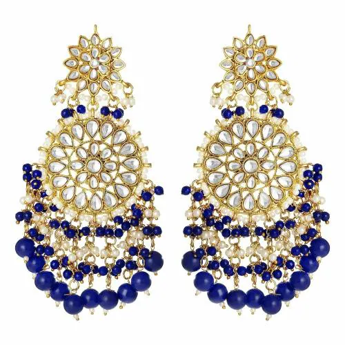 I Jewels Blue Pearl Drop Earrings for Women