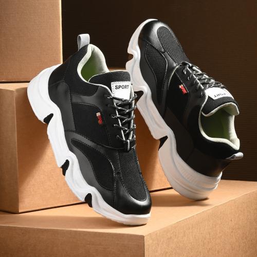 Aeonik Lightweight,Comfort,Trendy,Walking,Outdoor,Daily Use Walking Sneakers For Men (WHITE & BLACK)