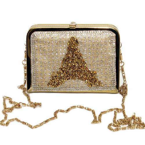 PRP COLLECTION Golden Sparkle Shiny Women Girls Clutch with Golden Shoulder Chain Crossbody Bag