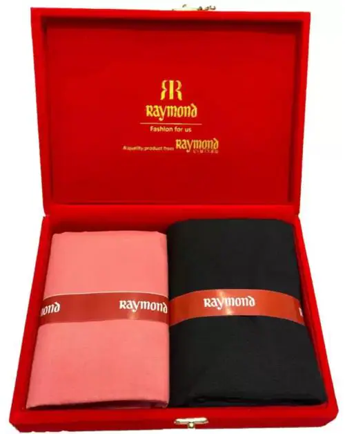 Raymond Polycotton Red Shirt & Trouser Fabric in Velvet Box Packing (Shirt-2.50 m, Pant-1.30 m)