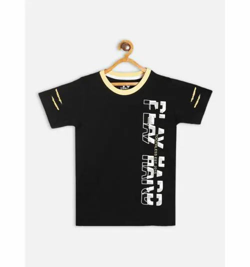 THE INDIAN KIDS boys printed t-shirt(black,pack of 1)